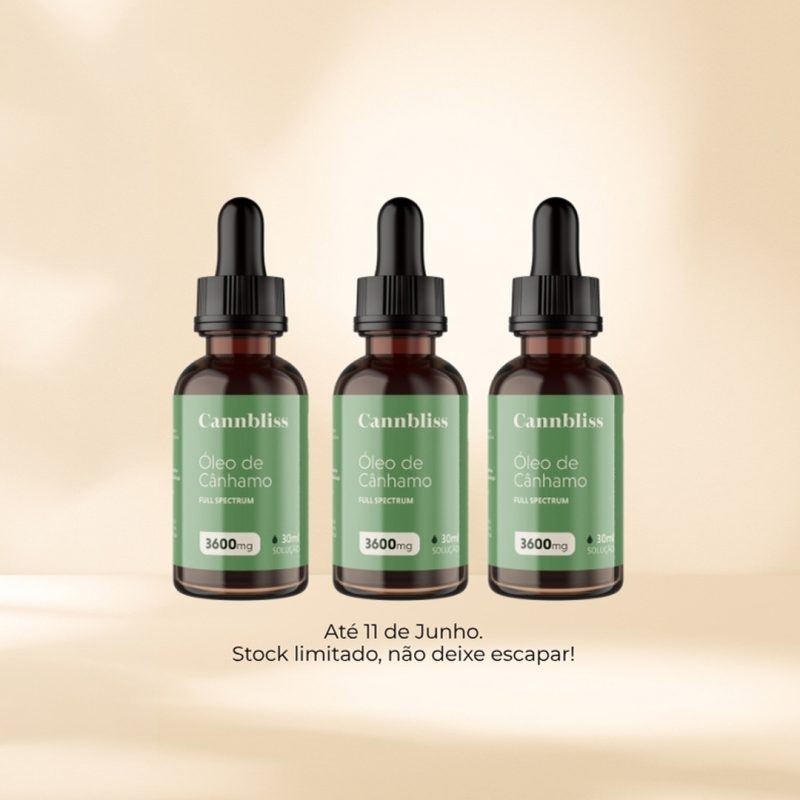 Pack 3x Óleo de Cânhamo 3600mg Sabor Natural - Pague 2 Leve 3